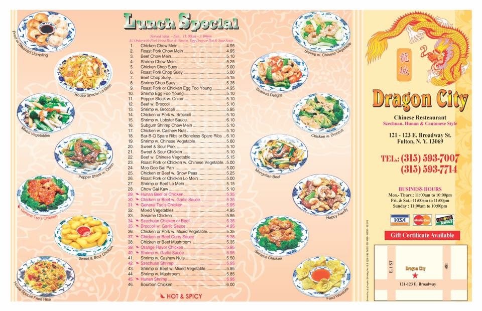 Menu sheet showing chow mein and chop suey.